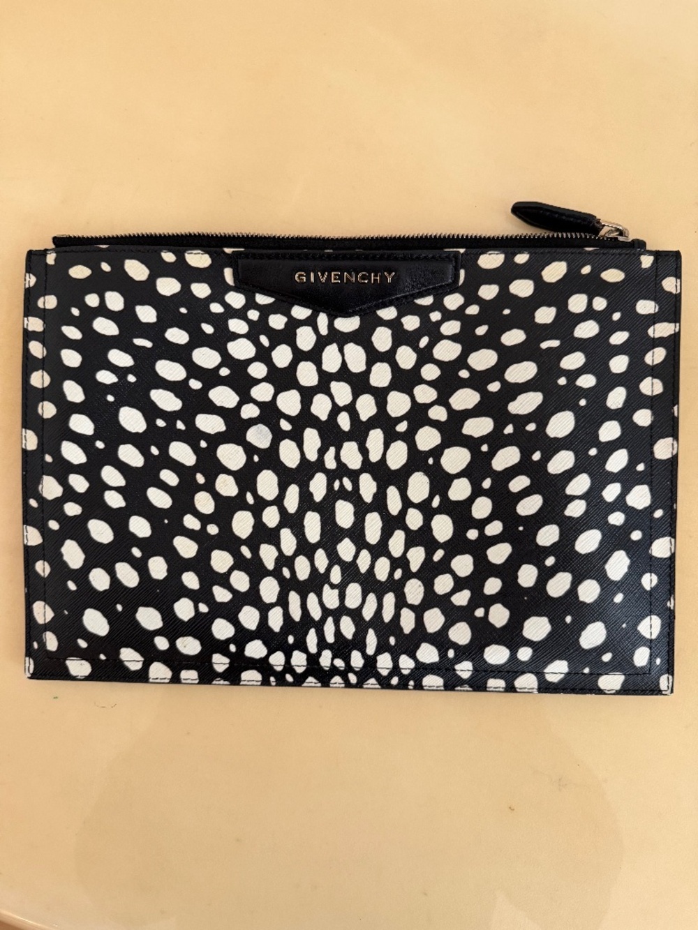 Givenchy Black & White Printed Zip Pouch